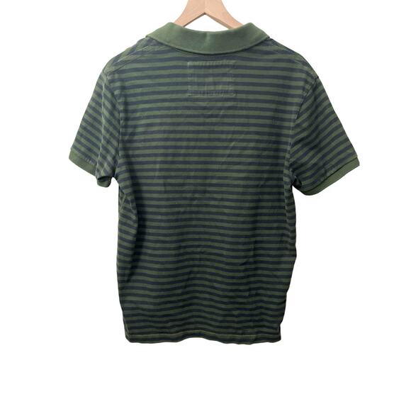 American Eagle Mens The Eagle Polo Shirt Navy and Green Striped Size Medium - Picture 5 of 5